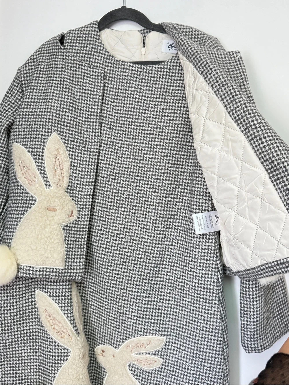 Lola + The Boys Girls Gingham Bunny Appliqué Jacket & Dress Set. Size 10/12.